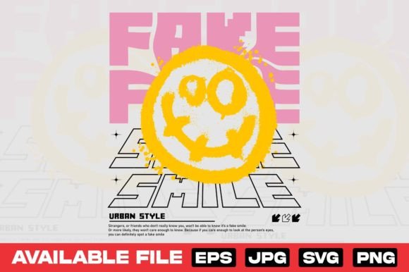 Fake Smile Graffiti Urban Shirt Design: Edgy Streetwear Art