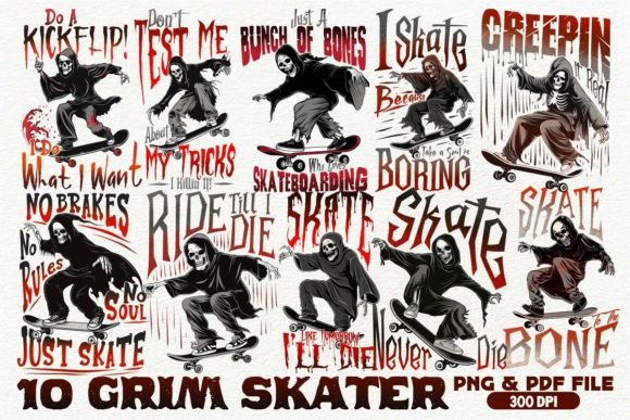 Grim Skater T-shirt Design Bundle: A Designer's Edge