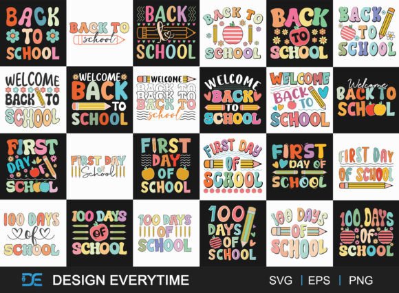 Kids Typography Design SVG Bundle: Creative School Year Prep