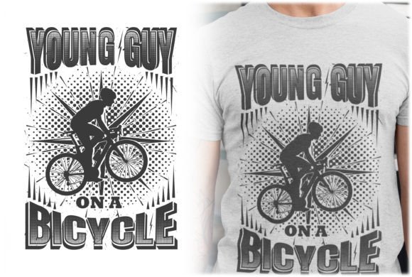 Young Guy on a Bicycle T-Shirt Design: A Modern Graphic Asset